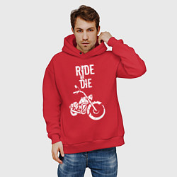 Толстовка оверсайз мужская Ride or Die винтаж, цвет: красный — фото 2