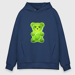 Толстовка оверсайз мужская Желейный медведь зеленый, цвет: тёмно-синий