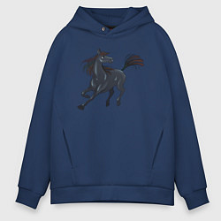 Толстовка оверсайз мужская Лошадь мустанг, цвет: тёмно-синий