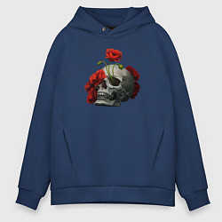 Мужское худи оверсайз Череп и маки