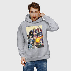 Толстовка оверсайз мужская Fairy Tail heroes, цвет: меланж — фото 2