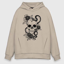 Мужское худи оверсайз Калавера - мексиканский символ Дня мертвых