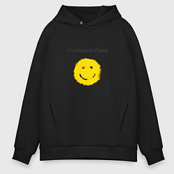 Толстовка оверсайз мужская А ты сегодня улыбался или нет, цвет: черный