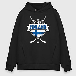 Толстовка оверсайз мужская Хоккей Финляндия, цвет: черный
