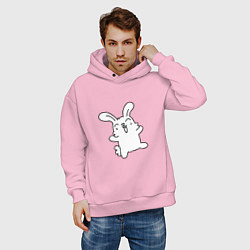 Толстовка оверсайз мужская Happy Bunny, цвет: светло-розовый — фото 2