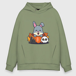 Толстовка оверсайз мужская Rabbit halloween, цвет: авокадо