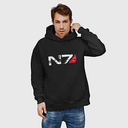 Толстовка оверсайз мужская Mass Effect N7 - Logotype, цвет: черный — фото 2
