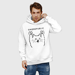 Толстовка оверсайз мужская OneRepublic - rock cat, цвет: белый — фото 2