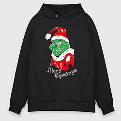 Мужское худи оверсайз Merry Christmas, Santa Claus Grinch