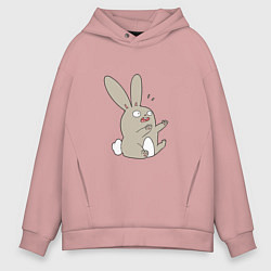 Толстовка оверсайз мужская Испуганный кролик, цвет: пыльно-розовый
