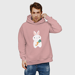 Толстовка оверсайз мужская Carrot rabbit, цвет: пыльно-розовый — фото 2