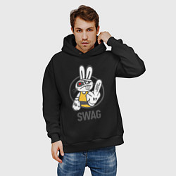 Толстовка оверсайз мужская SWAG Bad rabbit - Merry Christmas!, цвет: черный — фото 2