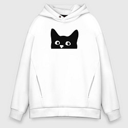 Мужское худи оверсайз Морда выглядывающего кота