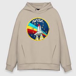 Толстовка оверсайз мужская NASA - emblem - USA, цвет: миндальный