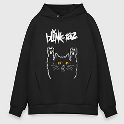 Толстовка оверсайз мужская Blink 182 rock cat, цвет: черный