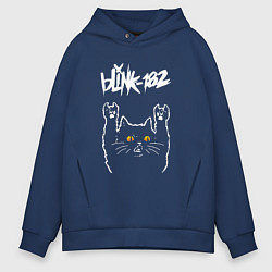Толстовка оверсайз мужская Blink 182 rock cat, цвет: тёмно-синий
