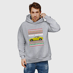 Толстовка оверсайз мужская Merry Driftmas Nissan Silvia S15 Ugly Sweater, цвет: меланж — фото 2