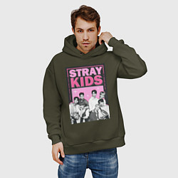 Толстовка оверсайз мужская Stray Kids boy band, цвет: хаки — фото 2