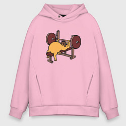 Мужское худи оверсайз Мопс - крутой пауэрлифтер!