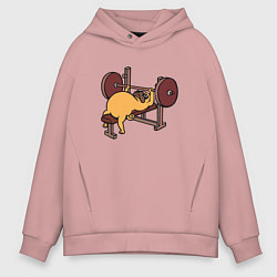 Мужское худи оверсайз Мопс - крутой пауэрлифтер!