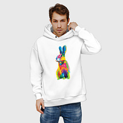 Толстовка оверсайз мужская Кролик в стиле поп-арт, цвет: белый — фото 2