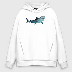 Толстовка оверсайз мужская Realistic shark, цвет: белый