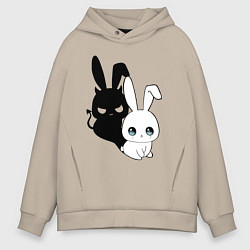Мужское худи оверсайз Милый кролик - ангелочек или дьяволёнок?