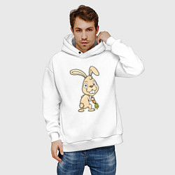 Толстовка оверсайз мужская Кролик с морковкой, цвет: белый — фото 2