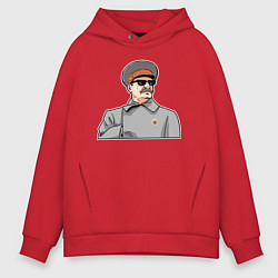 Толстовка оверсайз мужская Товарищ Сталин крутой, цвет: красный