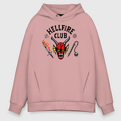 Толстовка оверсайз мужская Hellfire сlub art, цвет: пыльно-розовый