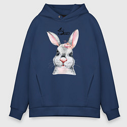 Толстовка оверсайз мужская Кролик - символ 2023 года, цвет: тёмно-синий