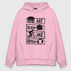 Мужское худи оверсайз Eat sleep bike repeat art