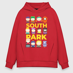 Толстовка оверсайз мужская Южный парк персонажи, цвет: красный
