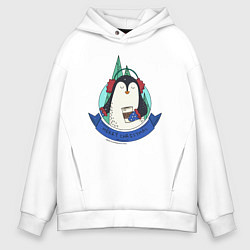 Мужское худи оверсайз Merry christmas penguin