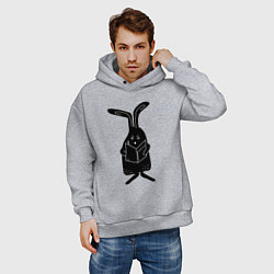 Толстовка оверсайз мужская Кролик пишет список дел, цвет: меланж — фото 2