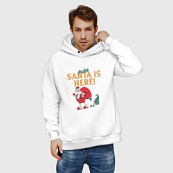 Толстовка оверсайз мужская Careful Santa is here, цвет: белый — фото 2