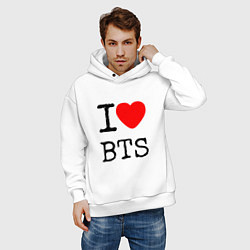 Толстовка оверсайз мужская I love BTS, цвет: белый — фото 2