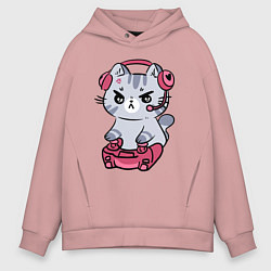 Мужское худи оверсайз Котёнок заядлый игроман