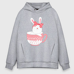 Мужское худи оверсайз Зайчонок в чашке