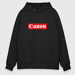 Мужское худи оверсайз Canon - логотип в красном прямоугольнике