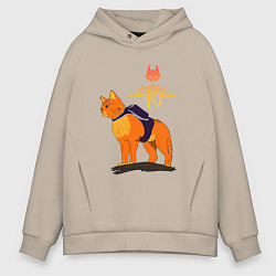 Толстовка оверсайз мужская Stray - cat logo, цвет: миндальный