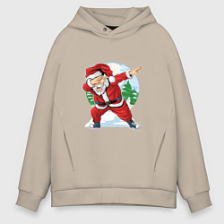 Толстовка оверсайз мужская Dabbing Santa day, цвет: миндальный