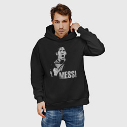 Толстовка оверсайз мужская Leo Messi scream, цвет: черный — фото 2