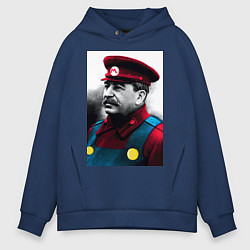 Толстовка оверсайз мужская Иосиф Виссарионович Сталин - memes Mario, цвет: тёмно-синий