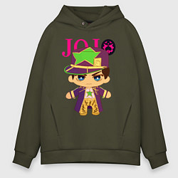 Толстовка оверсайз мужская Little Jotaro Cujo - JoJo Bizarre Adventure, цвет: хаки