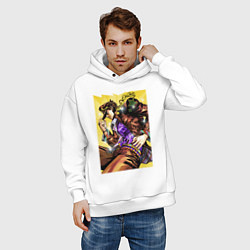 Толстовка оверсайз мужская Джотаро Куджо - JoJo Bizarre Adventure, цвет: белый — фото 2