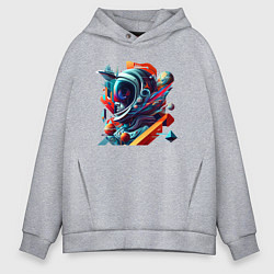 Мужское худи оверсайз Космонавт в кубизме