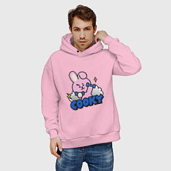 Толстовка оверсайз мужская Cooky BT21 Jungkook, цвет: светло-розовый — фото 2