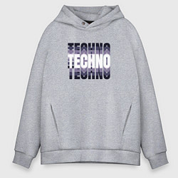 Мужское худи оверсайз Техно надпись рябь