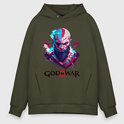 Толстовка оверсайз мужская God of War, Kratos, цвет: хаки